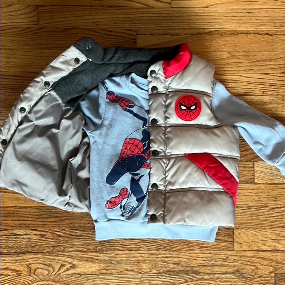 Spider-Man Graphic Sweatshirt with Puffer Vest Sz 2